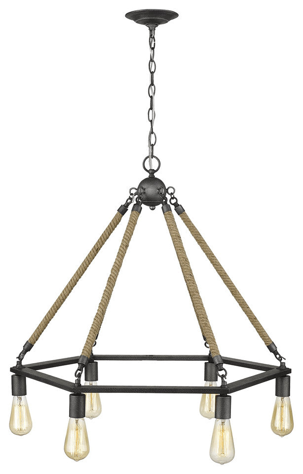 Holden 6-Light Antique Gray Wagon Wheel Chandelier
