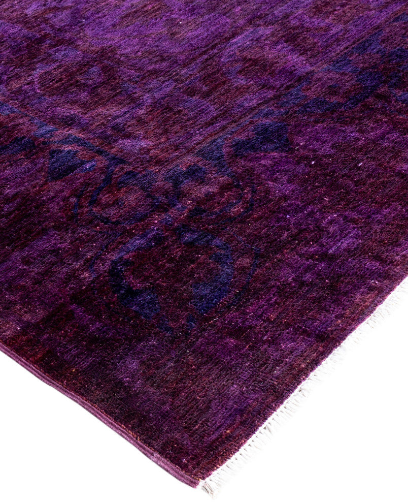 Overdyed One-of-a-Kind Hand-Knotted Area Rug Purple, 8' 1" x 9' 10"