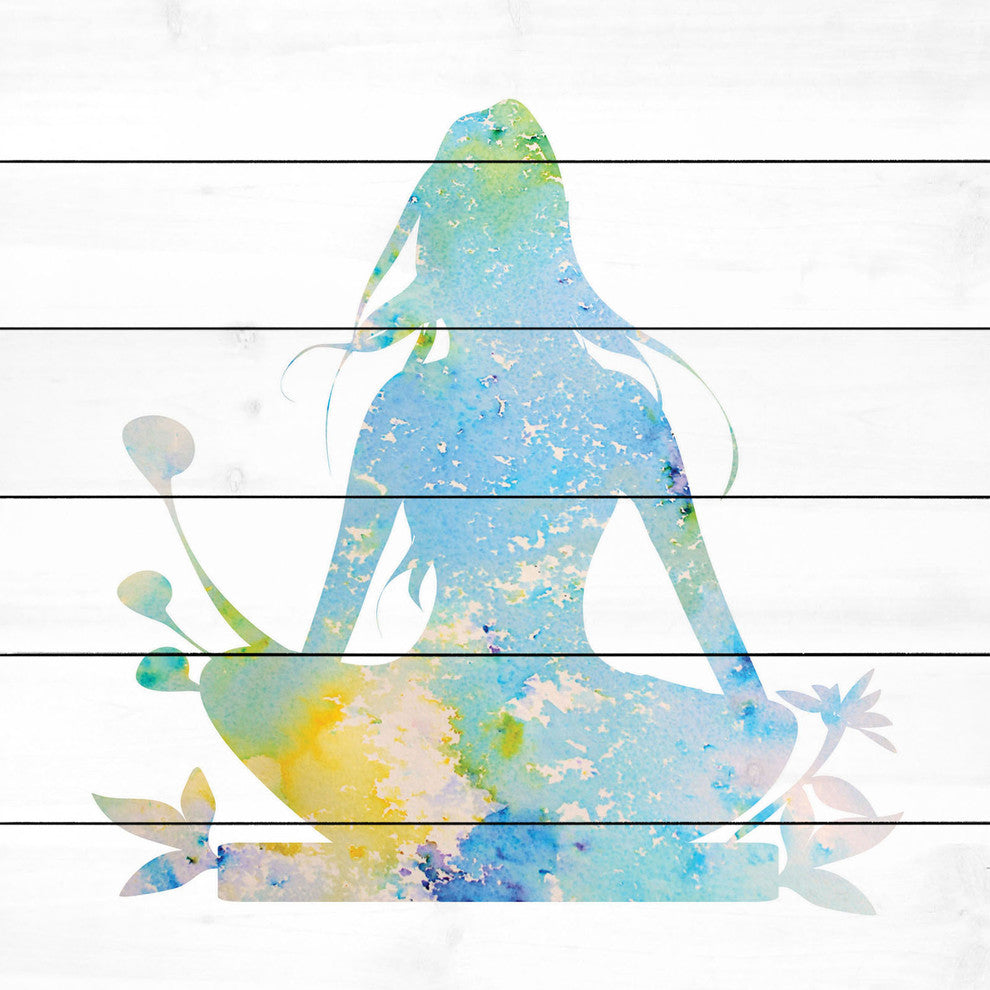 "Blue Meditation" Painting Print on White Wood