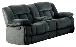 2-Piece Latona Double Reclining Sofa, Console Love Seat Charcoal Microfiber