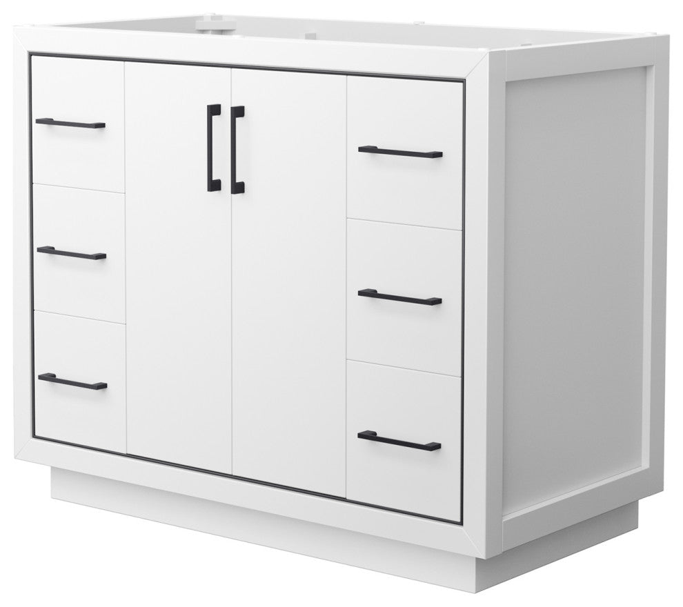 Icon 42" Single Vanity, No Top, No Sink, Black Trim