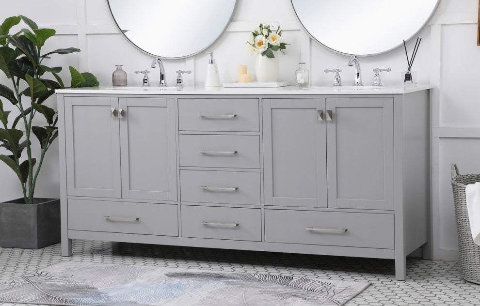 Grey 72" Double Sink Bathroom Vanity
