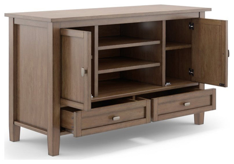 Solid Wood 47" Wide Tv Media Stand In Rustic Natural Aged Brown