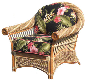 Maui Twist Arm Chair in Natural, Beach-Lily Fabric