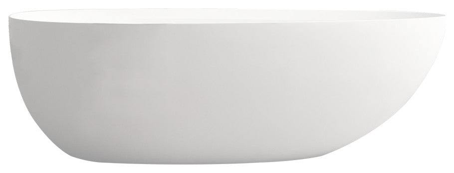 Stone Resin Solid Surface Freestanding Bathtub Soaking Tub, 59", Matte White