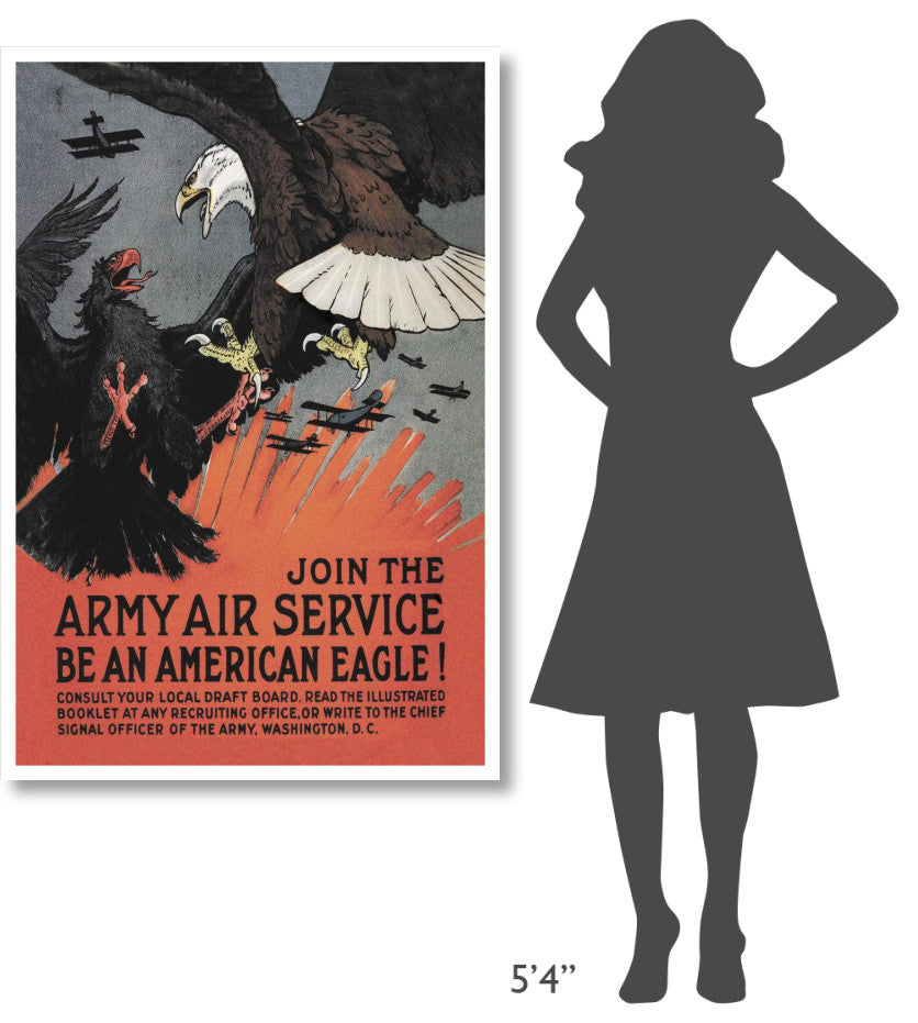 "WWI: Join the Army Air Service: Be an American Eagle!" Paper Art, 34"x50"