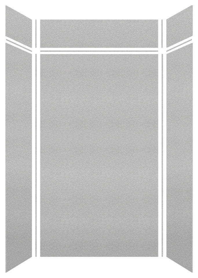 Transolid SaraMar 48"x36"x96" 6-Piece Shower Wall Kit, Grey Beach Velvet