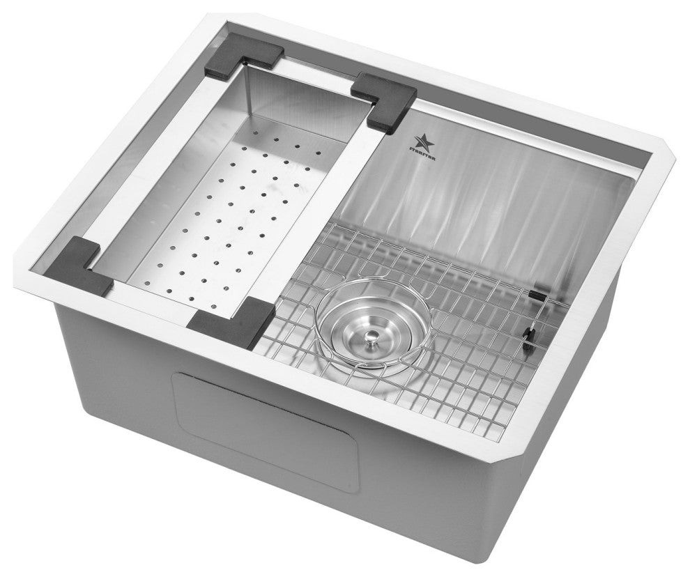STARSTAR Workstation Ledge Undermount Single Bowl 304 Stainless Steel, 23 X 19