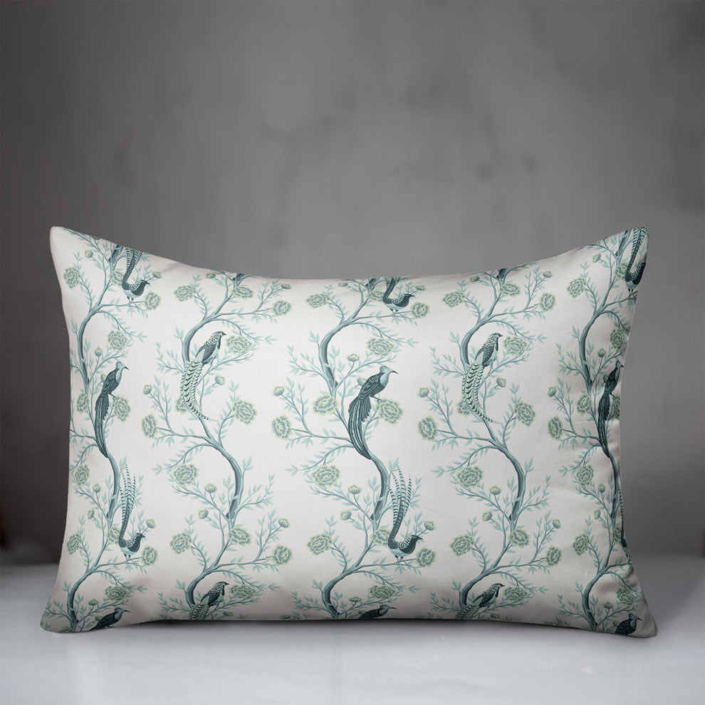 Vintage Birds On Branches Blue Mint 6 14x20 Spun Poly Pillow
