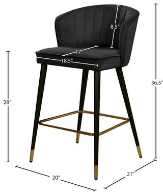 Cassie Velvet Upholstered Stool, Set of 2, Black