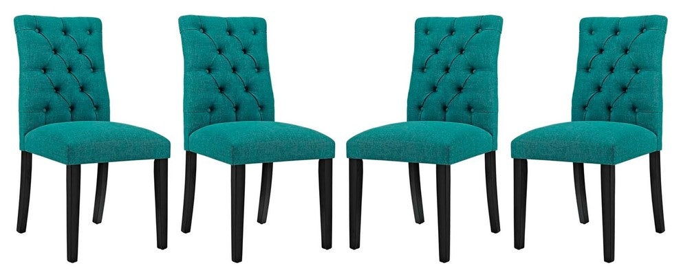 Duchess Dining Chair Fabric Set of 4, Teal
