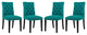Duchess Dining Chair Fabric Set of 4, Teal