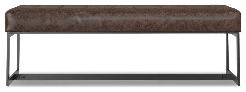 Penelope Leather Ottoman Bench, Brown