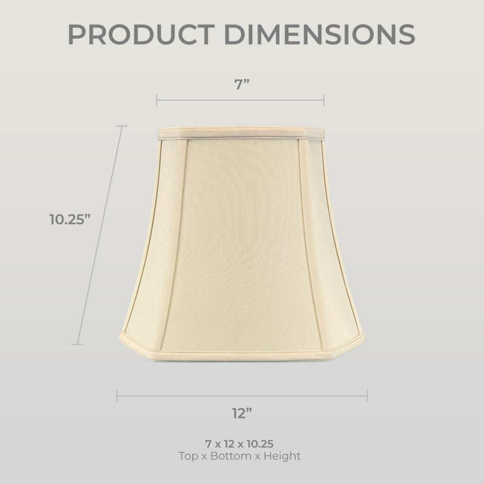 Royal Designs Square Cut Corner Bell Lamp Shade, Beige, 7.5"x12"x10.25", Set of