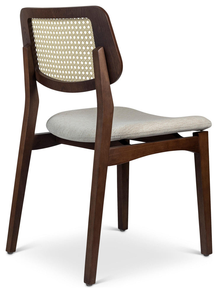 Modern Brazilian, Beth, Cane Side Chair, Nogal/Natural/Medley Ivory