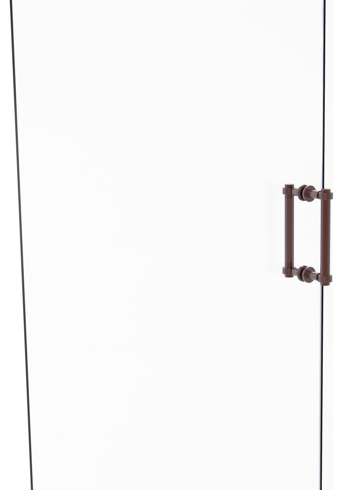 Contemporary 8" Grooved Accent Back to Back Shower Door Pull, Antique Copper