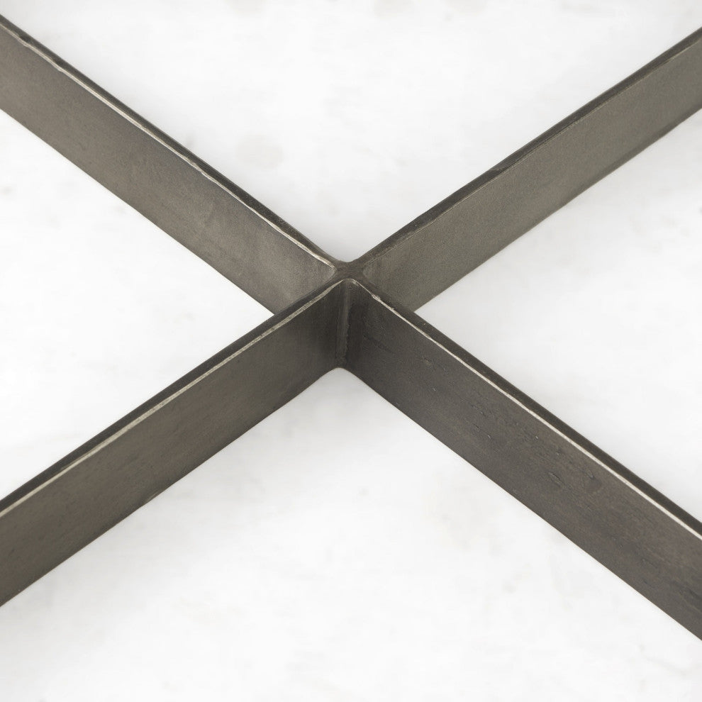 2-Piece Geo Dark Brown Metallic and Wood Table Set