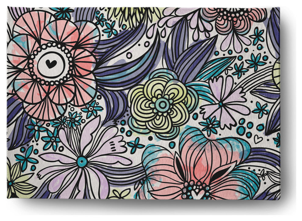 Flower Melange Spring Chenille Rug, Explorer Blue, 5'x7'