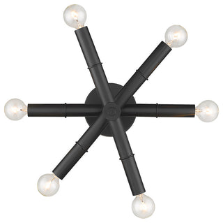 6 Light Modern Ceiling Light in Matte Black