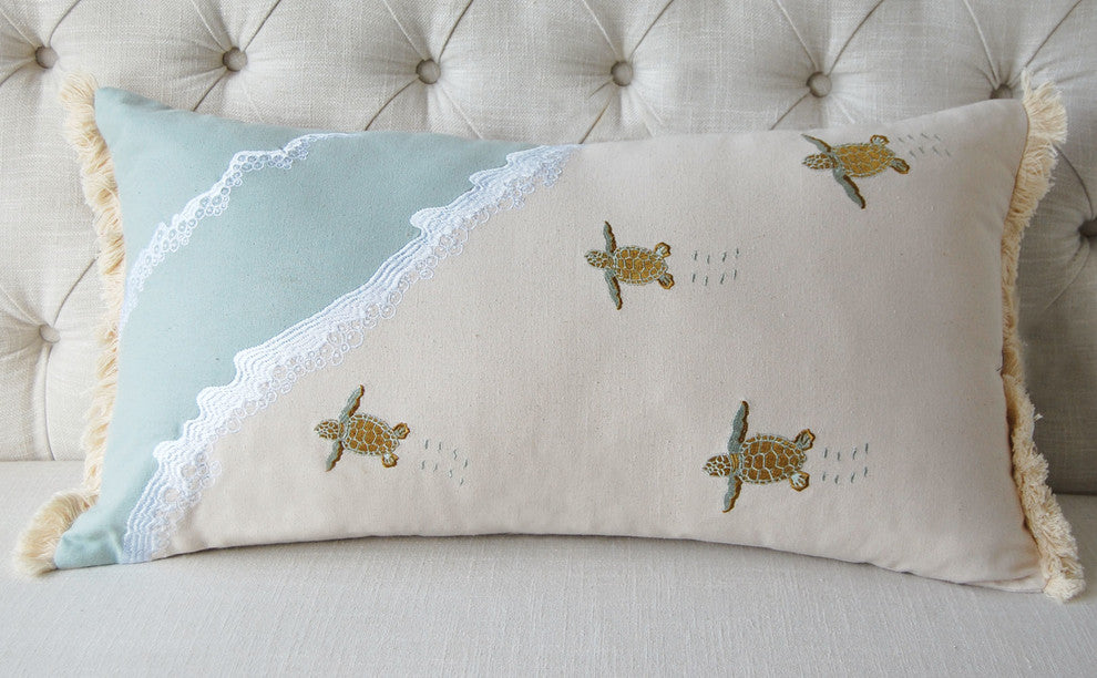 Sea Turtle Migration Coastal Lumbar Pillow