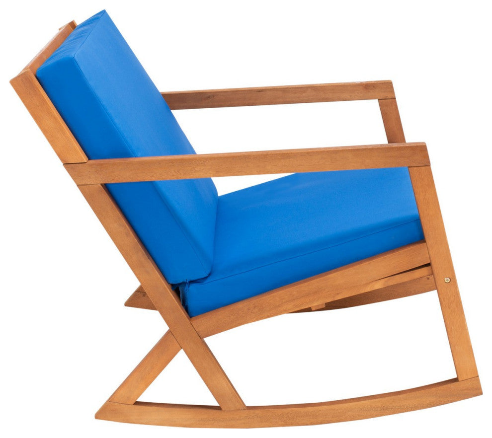 Safavieh Outdoor Vernon Rocking Chair Natural / Royal Blue