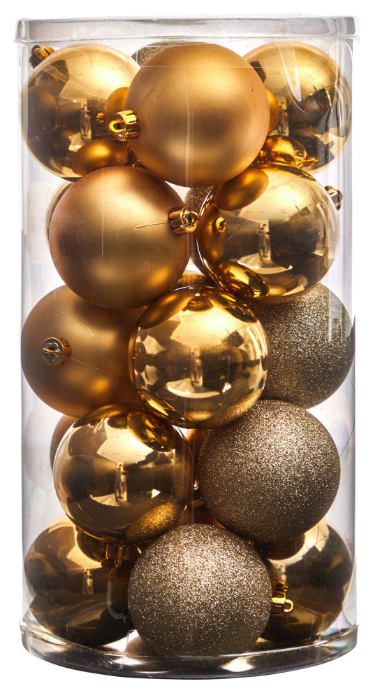 Holiday Xmas 20 Count 3" Shatterproof Ornaments W/ Re-Useable Storage Container