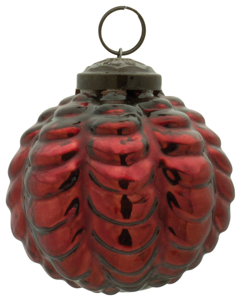 Scalloped Mercury Glass Ball Ornament, Set of 6