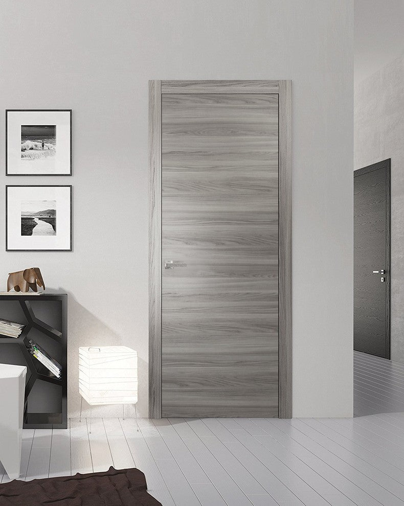 Pre-Hung Modern Interior Door 24 x 80 & Hardware | Planum 0010 Ginger Ash