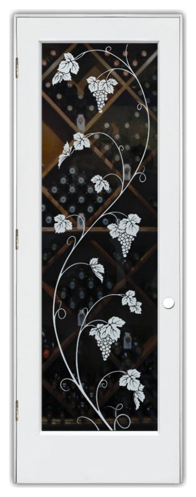 Wine Door - Vineyard Grapes Unfurled - Primed - 30" x 84" - Knob on Right -...