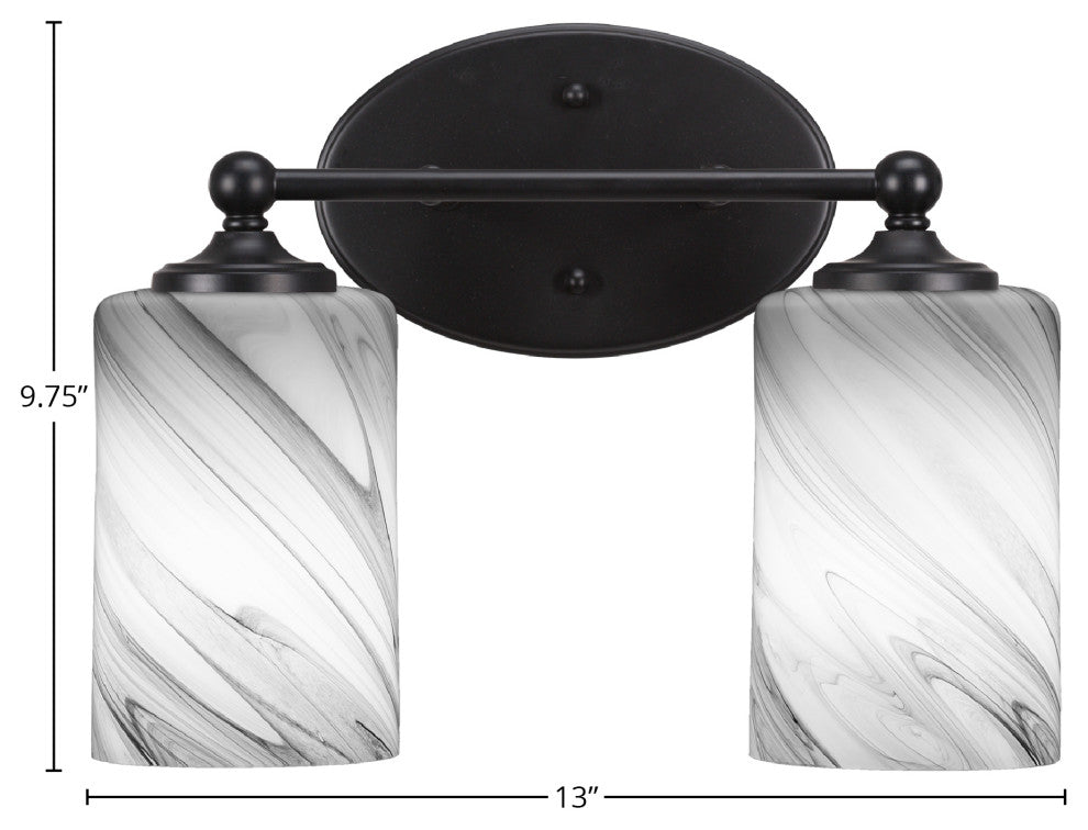 Capri 2-Light Bath Bar, Matte Black/Onyx Swirl