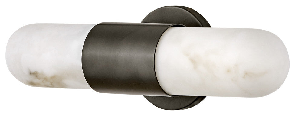 Hinkley Ibiza 16" Md LED Bath Vanity Light Fixture, Black Oxide + Faux Alabaster