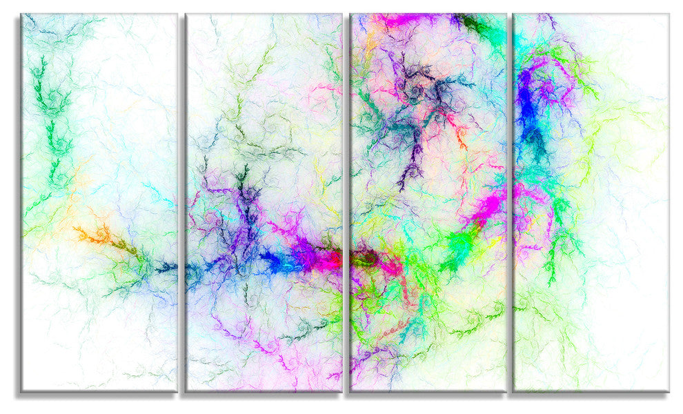 Stormy Sky Fierce Lightning, Abstract Art on Canvas, 48"x28", 4 Panels