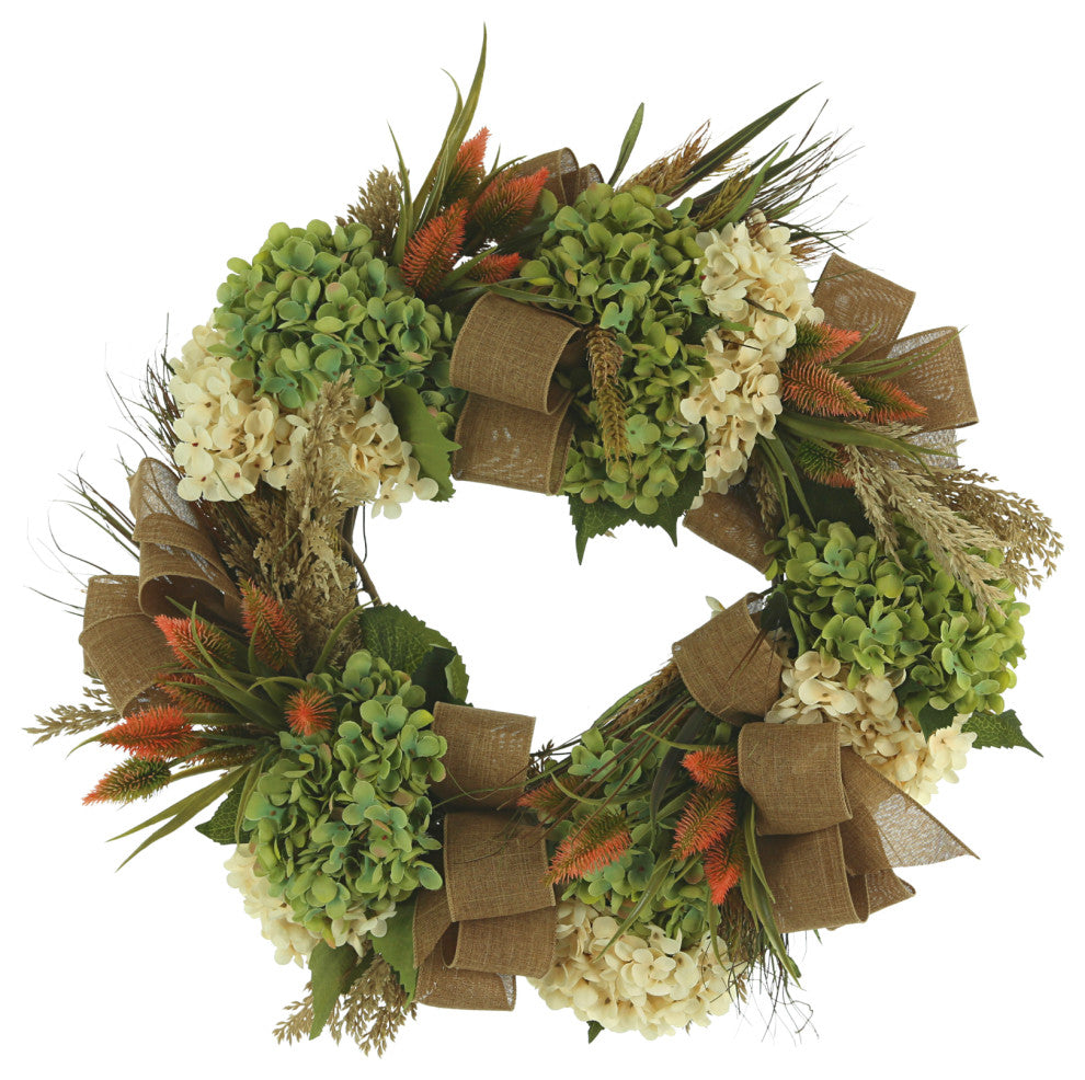 26" Hydrangea and Thistle Fall Wreath