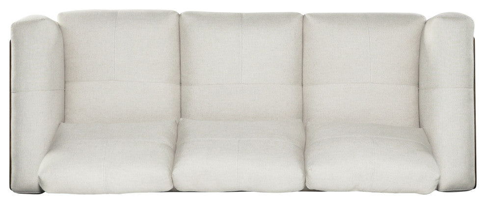 Connor Contemporary Oversized 3 Seater Sofa, Beige/Dark Walnut, Fabric