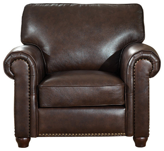 Barbara Leather Craft Chair, Dark Brown