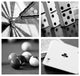 4-Piece Game Room Square Canvas, Contemporary Black and White Wall Art, 24"x24"