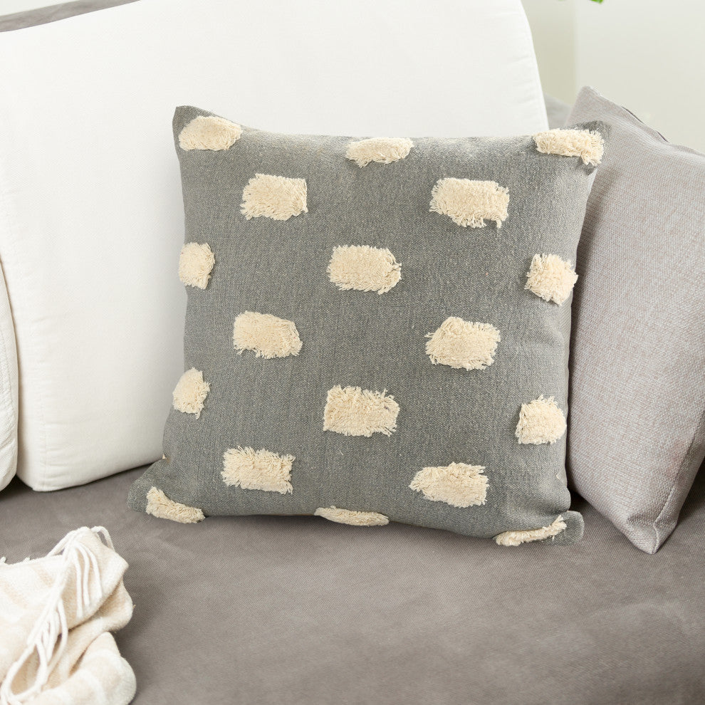 Pom Pom Palace Glam Throw Pillow, Light Gray, 20" X 20"