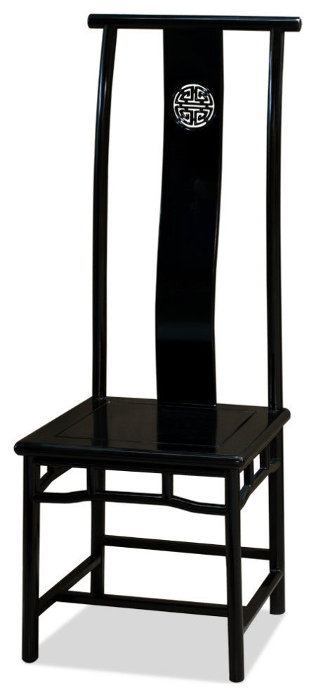 Black Rosewood Ming Chinese Longevity Tall Chair