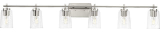 Adley Collection 48-1/2" 6-Light Brushed Nickel Clear Glass Bath Vanity Light