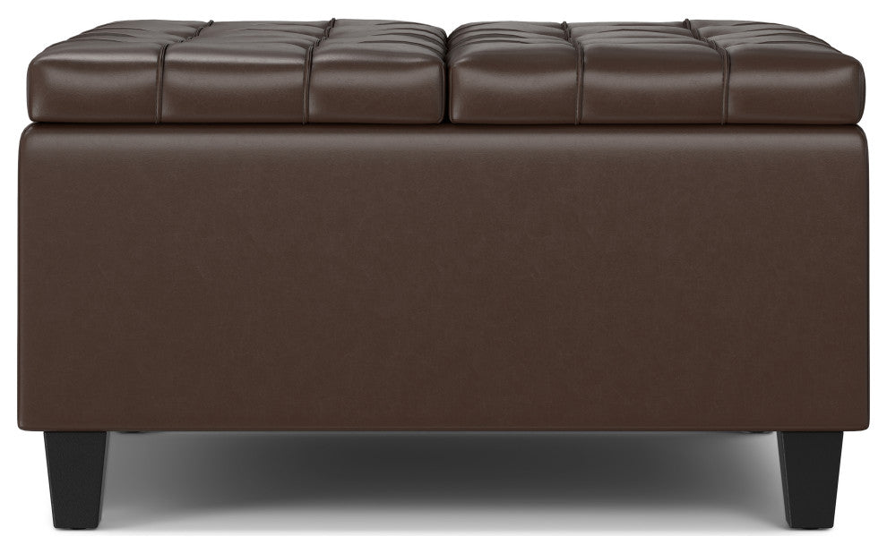 Harrison Small Square Coffee Table Storage Ottoman, Chocolate Brown