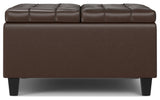 Harrison Small Square Coffee Table Storage Ottoman, Chocolate Brown