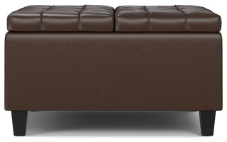 Harrison Small Square Coffee Table Storage Ottoman, Chocolate Brown