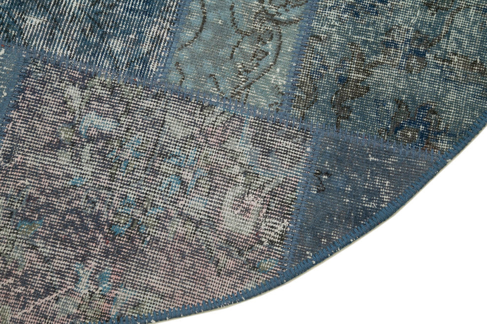 Rug N Carpet - Handmade Turkish 5' 1" x 5' 1" Small Round Patchwork Rug