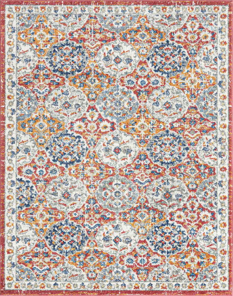 Adriana Transitional Oriental Area Rug, Multi & Light Red, 8'10'' X 12'2''