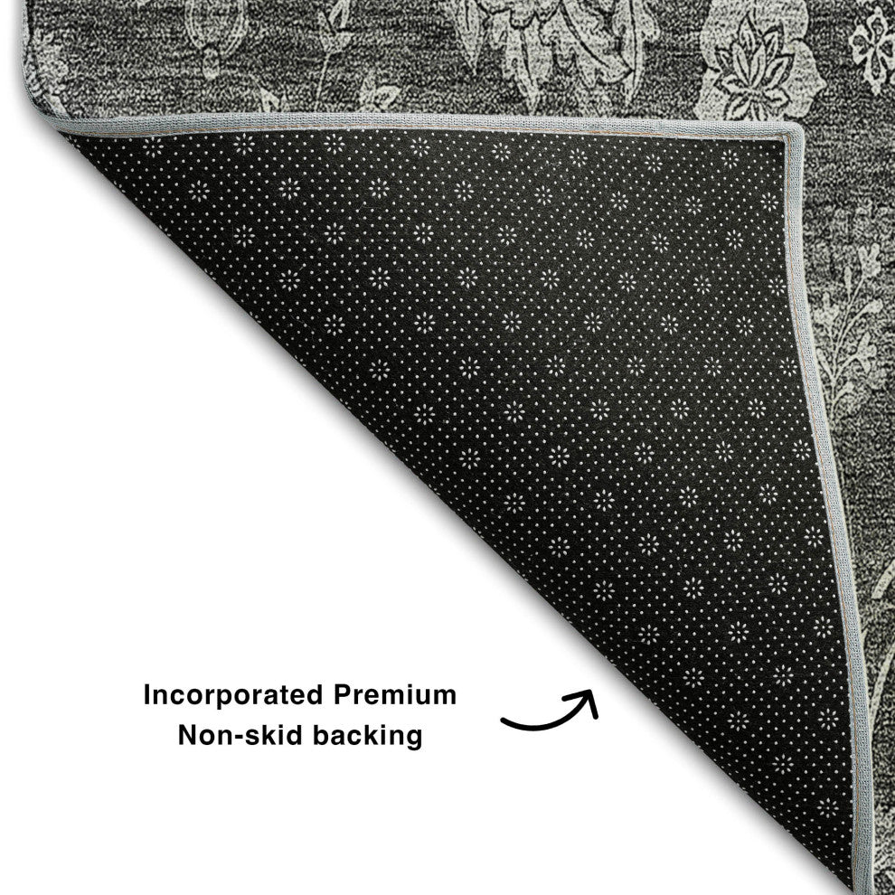 Premium Machine Washable Mayfield AMF680 Gray 2'3" x 7'6" Runner Rug