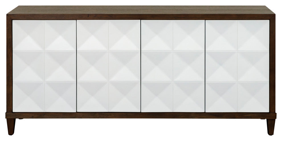 Modern Wood 70" Console With With doors, TV Stand, Fully Assembled, Brown