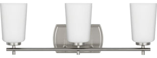 Adley Collection Three-Light Brushed Nickel Etched Opal Glass Bath Vanity Light