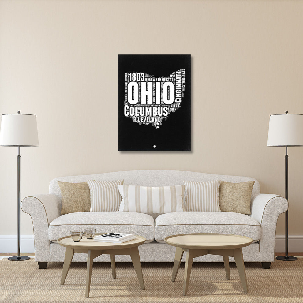 "Ohio Black and White Map" Fine Art Print