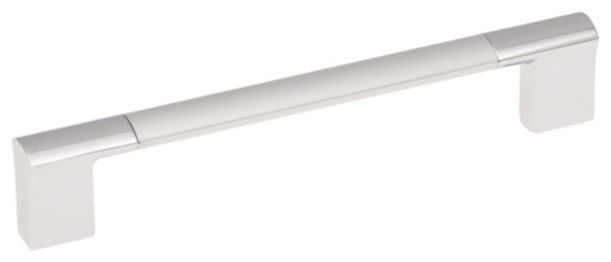 Belwith Hickory 128mm Dew Chrome with Satin Pearl Cabinet Pull P3699-CHSP