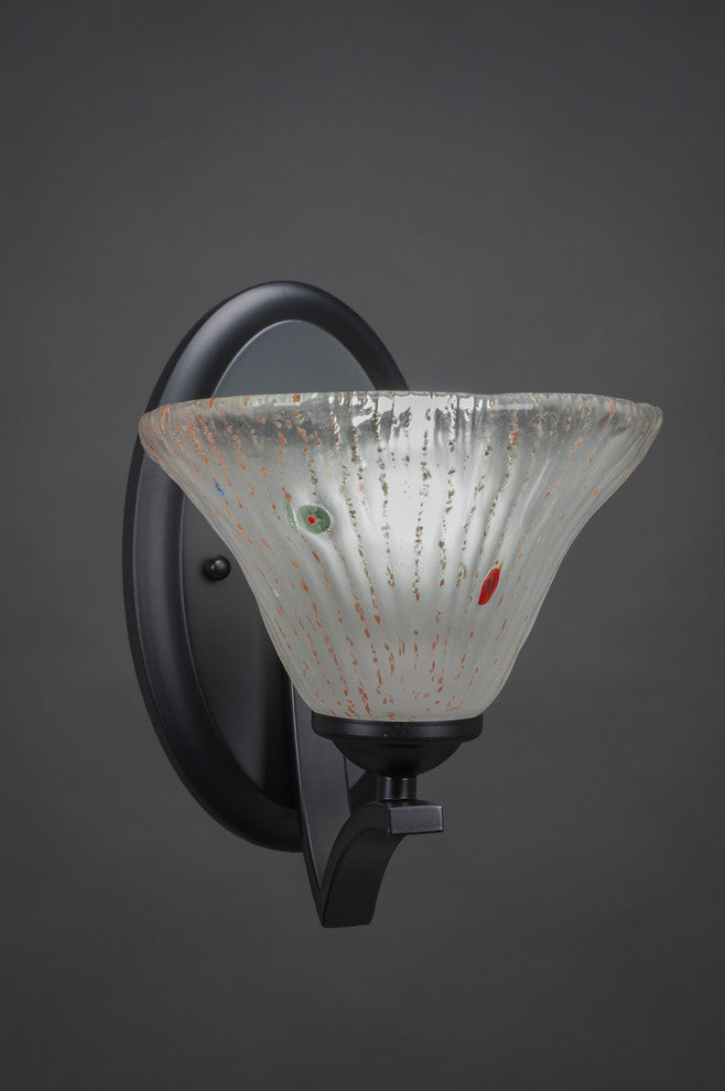 Zilo Wall Sconce, Matte Black, 7" Frosted Crystal Glass